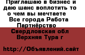 Приглашаю в бизнес и даю шанс воплотить то, о чем вы мечтаете!  - Все города Работа » Партнёрство   . Свердловская обл.,Верхняя Тура г.